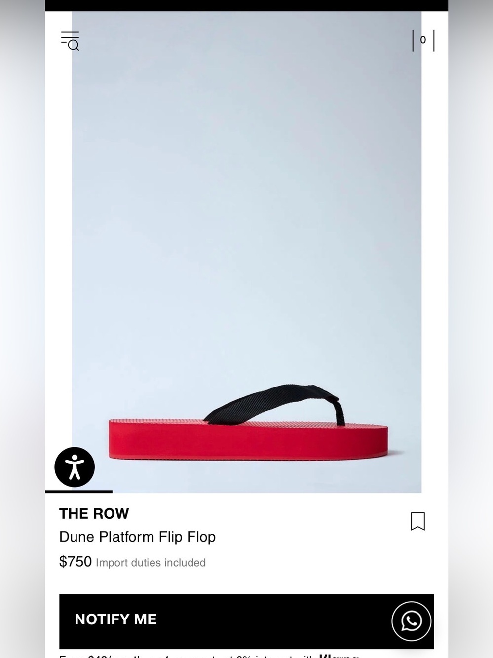 THE ROW Dune Platform Flip Flop Red Black Straps AUTHENTIC sz 41 - Picture 5 of 14